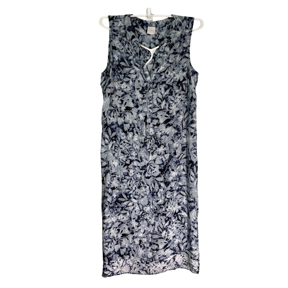 Cupio Dress Womens M Blue Floral Maxi Tank‎ Dress Strappy Viscose V-Neck